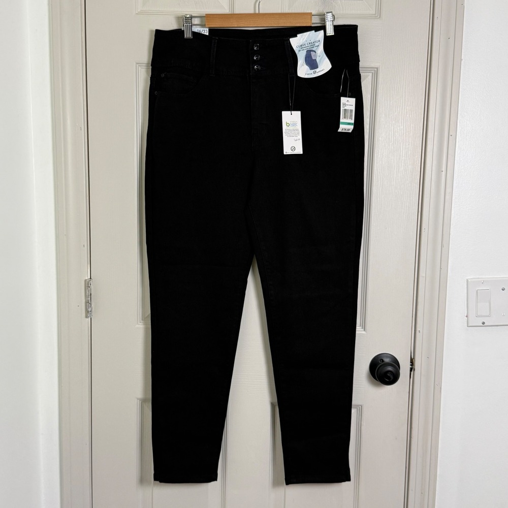 Curve Appeal Jeans Womens 16/33 Black NWT Curve Creator High Rise Skinny Stretch